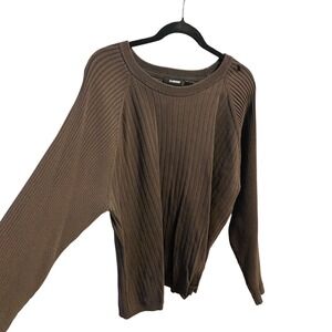 Vintage‎ 1990s Claiborne Rib Knit Chocolate Brown Crew Neck Sweater XXL Heritage